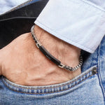 Bracciale in Acciaio catena con dettaglio nero IJEWEL - gioiello BySimon