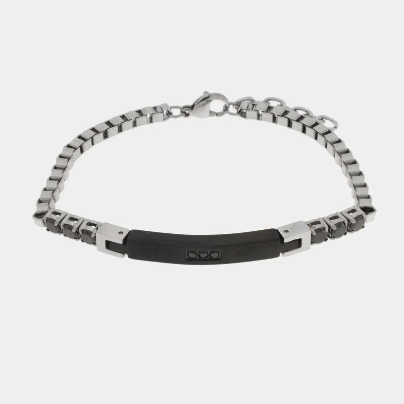 Bracciale in Acciaio catena con dettaglio nero IJEWEL - gioiello BySimon