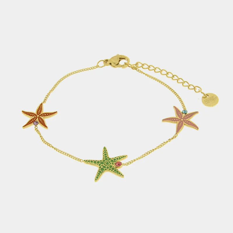 Bracciale in Acciaio stelle marine rosse e verdi - BYSIMON gioielli