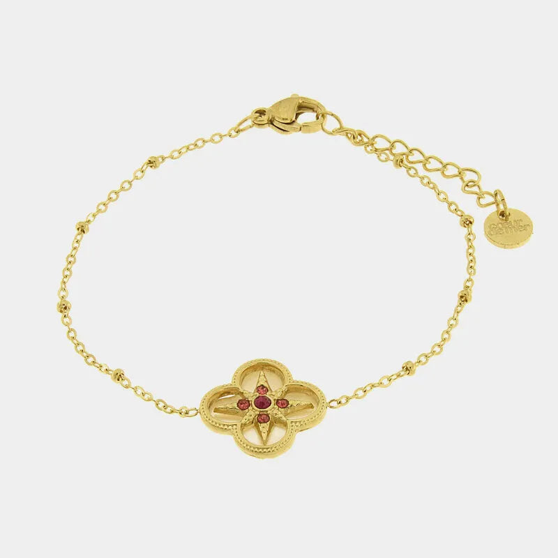 Bracciale in Acciaio con fiore centrale e cristalli - BYSIMON gioielli