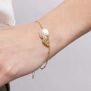 Bracciale in Acciaio conchiglia con perle - BYSIMON gioielli