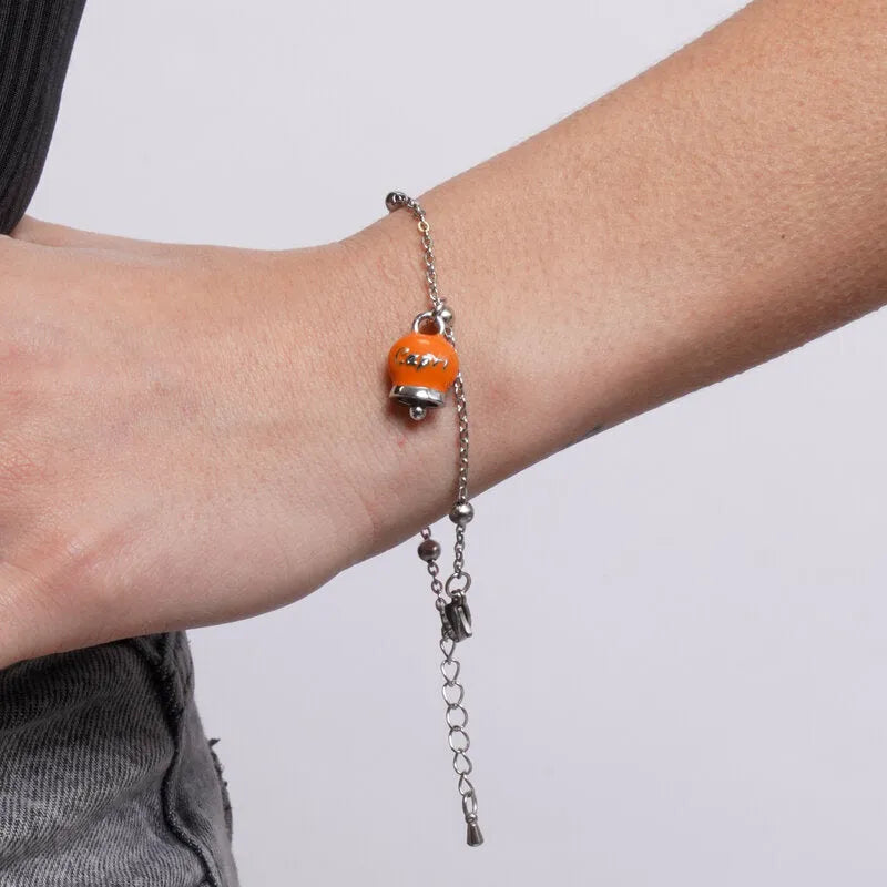 Bracciale in Acciaio con Campanella Portafortuna Estate Mediterranea di Capri - Colore Ammanst Orange