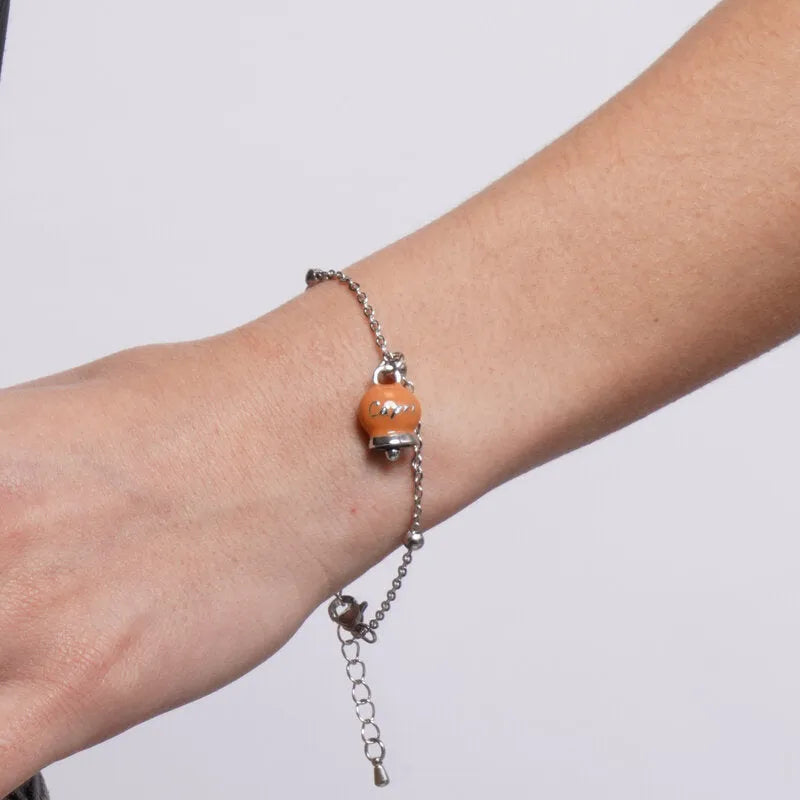 Bracciale in Acciaio con Campanella Portafortuna Roccia Dorata di Capri - Colore Caramel - gioiello BySimon