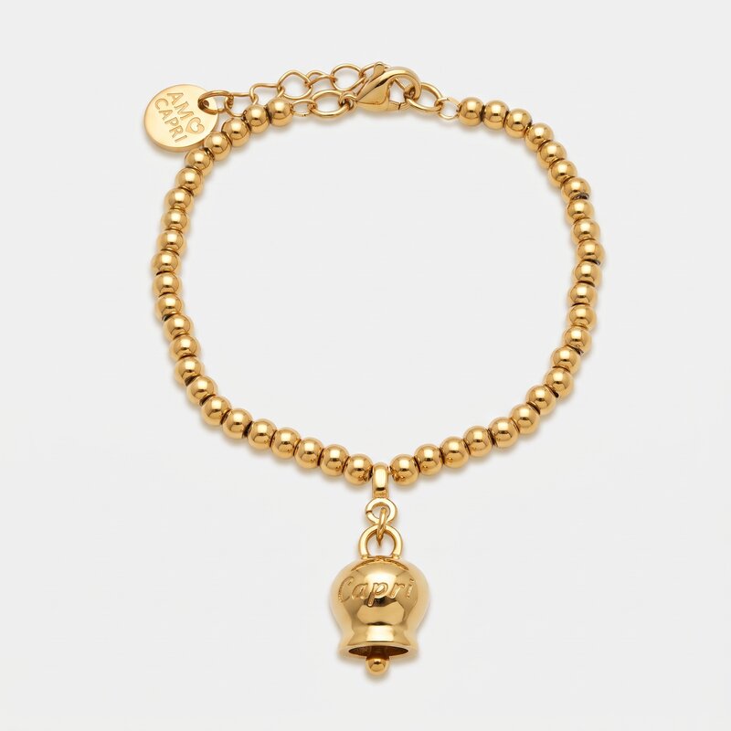 Bracciale in Acciaio con Campanella Portafortuna Sole di Capri - Colore Pale Banana - gioiello BySimon