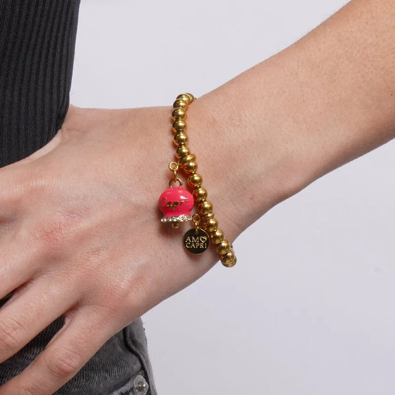 Bracciale in Acciaio con Campanella Portafortuna Tramonto di Capri - Colore Teaa Berry