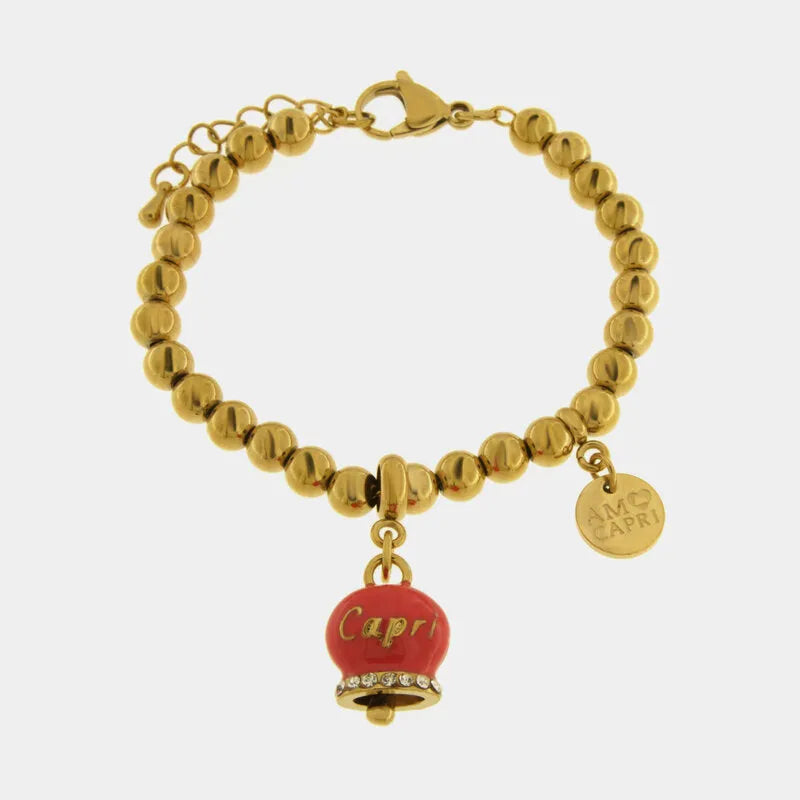 Bracciale in Acciaio con Campanella Portafortuna Tramonto di Capri - Colore Teaa Berry