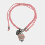 Bracciale in Acciaio Cordino Rosa e Campanella Portafortuna Dolce Capri - Colore Tickled Pink - gioiello BySimon