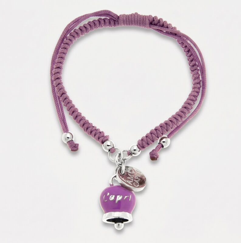 Bracciale in Acciaio campanella Portafortuna Giardini di Capri - Colore Amethyst Orchid - gioiello BySimon