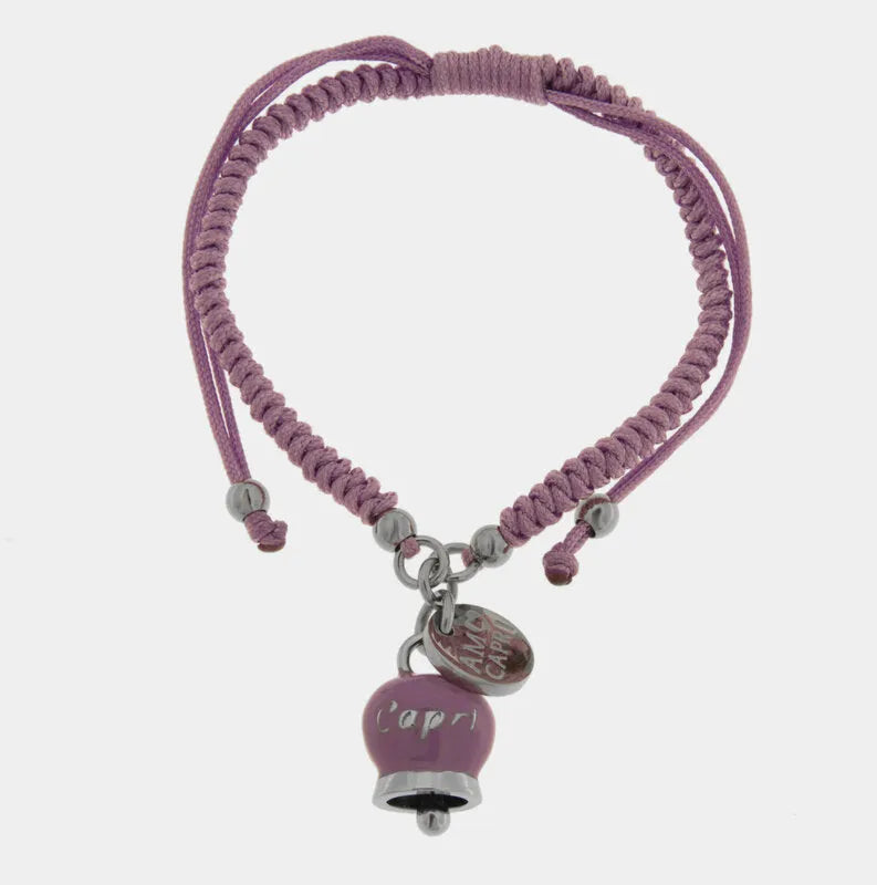 Bracciale in Acciaio campanella Portafortuna Giardini di Capri - Colore Amethyst Orchid - gioiello BySimon