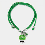Bracciale in Acciaio Cordino Verde e Campanella Portafortuna verde Capri - gioiello BySimon