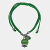 Bracciale in Acciaio Cordino Verde e Campanella Portafortuna verde Capri