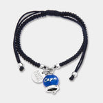 Bracciale in Acciaio Cordino Blu e Campanella Portafortuna blu Mare di Capri - gioiello BySimon