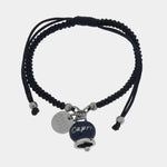 Bracciale in Acciaio Cordino Blu e Campanella Portafortuna blu Mare di Capri - gioiello BySimon