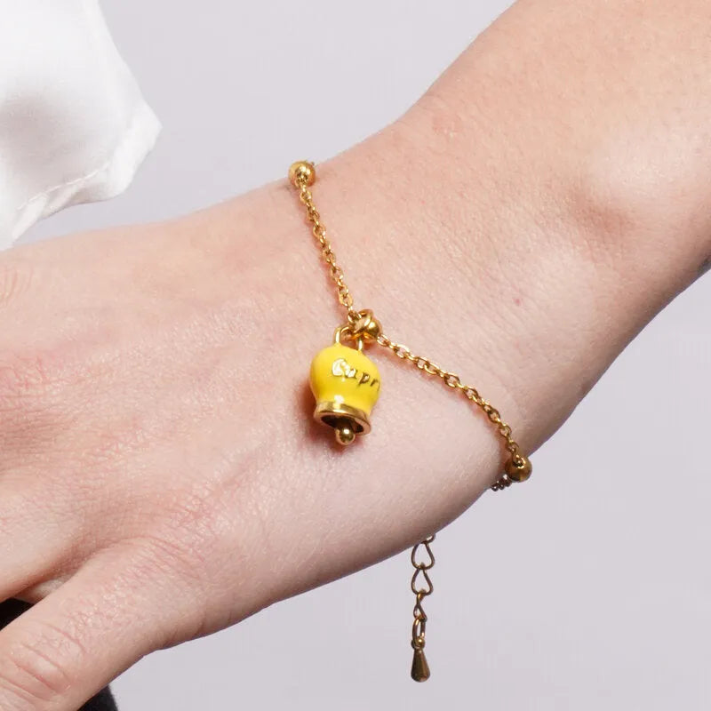Bracciale in Acciaio Campanella Capri Portafortuna - Colore Giallo - gioiello BySimon