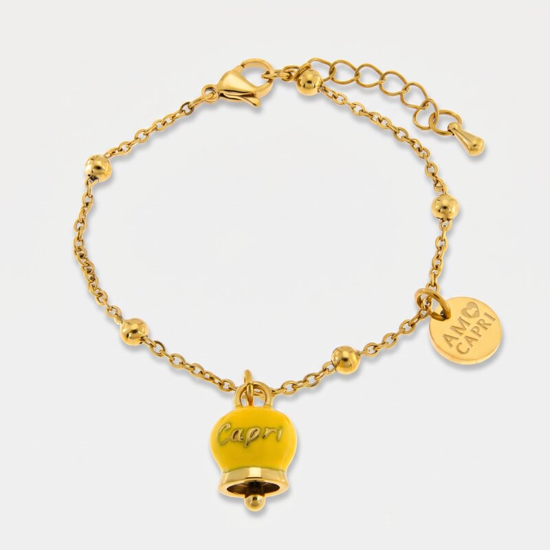 Bracciale in Acciaio Campanella Capri Portafortuna - Colore Giallo - gioiello BySimon