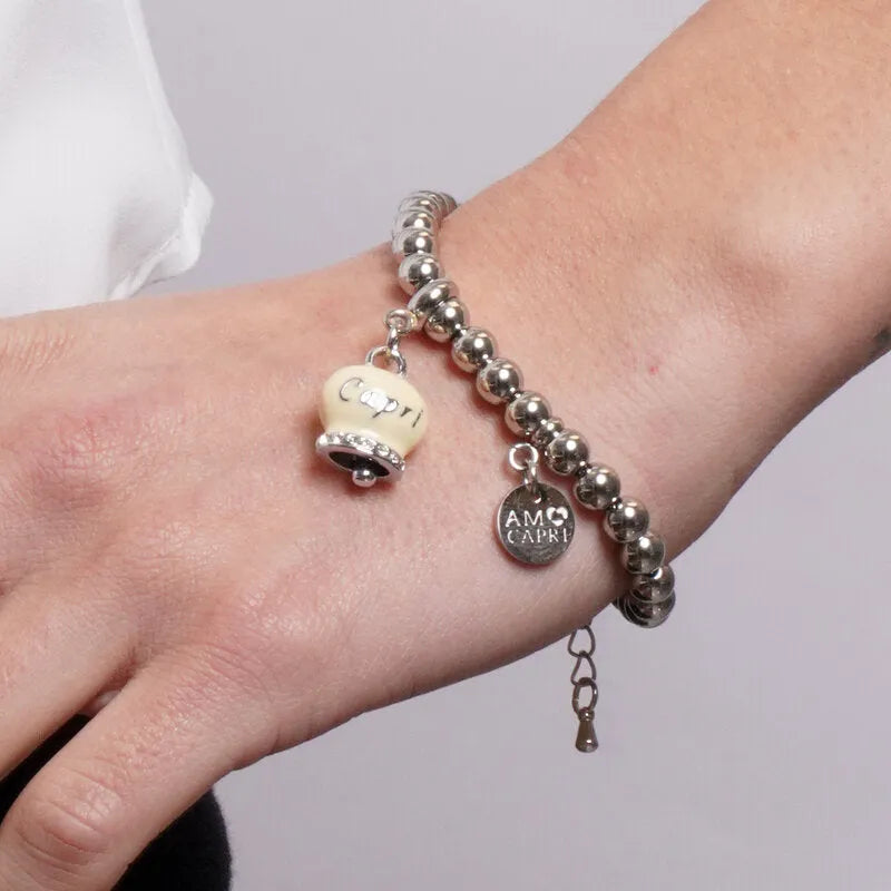 Bracciale in Acciaio Campanella Portafortuna Sole di Capri - colore Pale Banana - gioiello BySimon