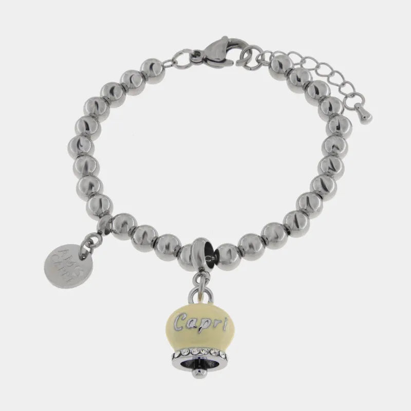 Bracciale in Acciaio Campanella Portafortuna Sole di Capri - colore Pale Banana - gioiello BySimon