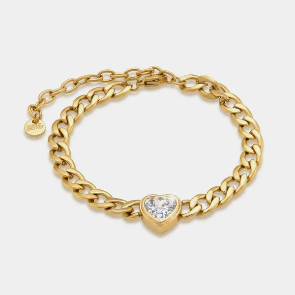 Bracciale in Acciaio catena con cuore di cristallo