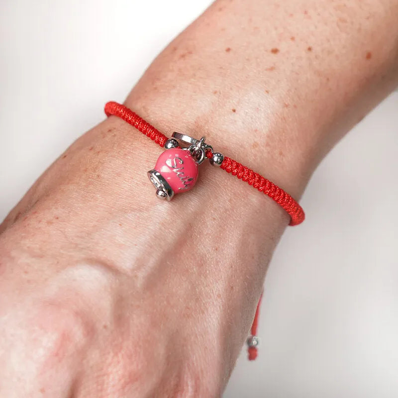 Bracciale in Acciaio cordino rosso campanella Sicily