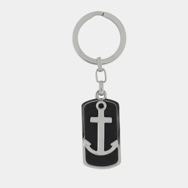 PortachiaviI in Acciaio con ancora su piastra nera