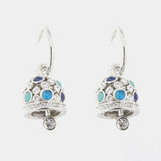 Orecchini in Metallo a cerchietto, con campane pendenti azzurre e punti luce bianchi