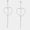 Orecchini in Metallo  a forma di cuore pendente impreziosito da cristalli