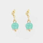 Orecchini in Metallo con campanella portafortuna pendente, impreziosita da smalto verde e cristalli