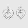 Orecchini in Metallo  pendenti doppio cuore impreziosito da cristalli