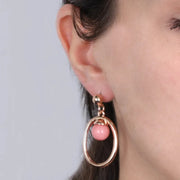 Orecchini in Metallo  cerchio con pietre color corallo