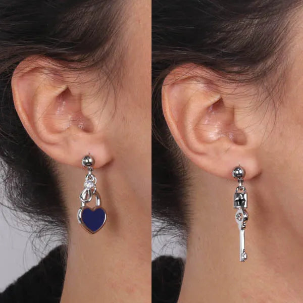 Orecchini in Metallo  argento lucchetto e chiave