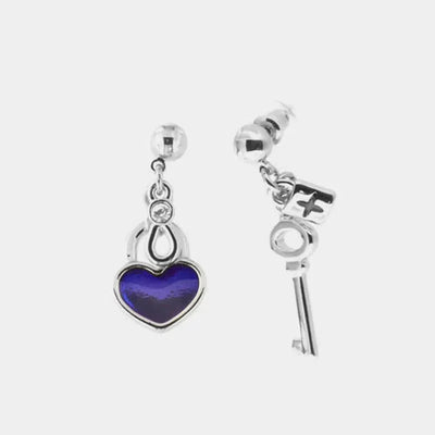 Orecchini in Metallo  argento lucchetto e chiave