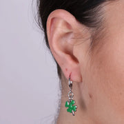 Orecchini in Metallo cerchietto con quadrifoglio pendente in smalto verde