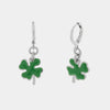 Orecchini in Metallo cerchietto con quadrifoglio pendente in smalto verde