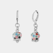 Orecchini in Metallo cerchietto con campanella pendente, impreziosita da smalti multicolore