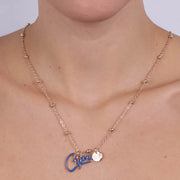 Collana in Metallo con scritta capri in smalto blu