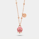 Collana in Metallo con campanella portafortuna pendente impreziosita da smalto rosa e cristalli - BYSIMON gioielli