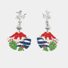 Orecchini in Metallo pendenti, con vulcano etna e fichi d'india, impreziositi da smalti colorati