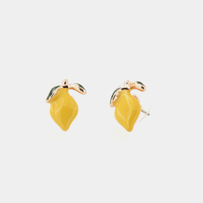 Orecchini in Metallo limoni a lobo, impreziositi da smalti colorati - BYSIMON gioielli