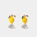 Orecchini in Metallo limoni a lobo, impreziositi da smalti colorati - BYSIMON gioielli