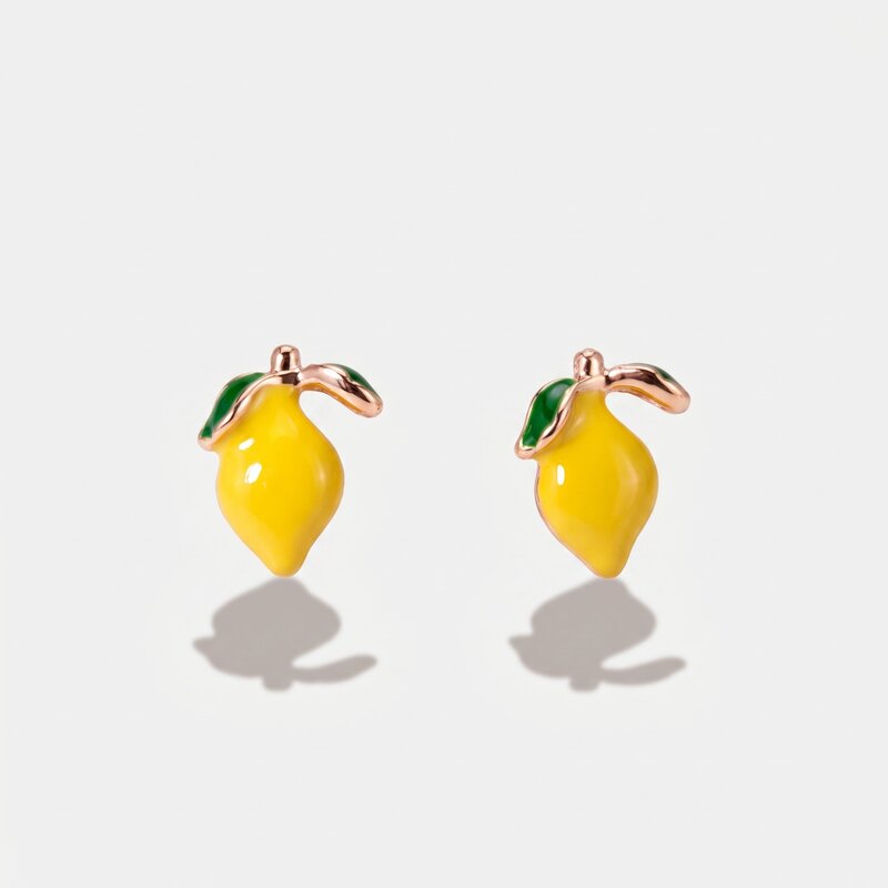 Orecchini in Metallo limoni a lobo, impreziositi da smalti colorati - BYSIMON gioielli