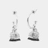 Orecchini in Metallo a cerchietto con campanelle pendenti con cristalli bianchi e linee nere