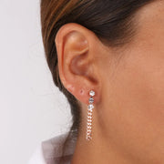 Orecchini in Metallo con cristalli bianchi e catena pendente placcato oro rosè