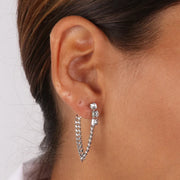 Orecchini in Metallo con cristalli bianchi e catena pendente rodiato