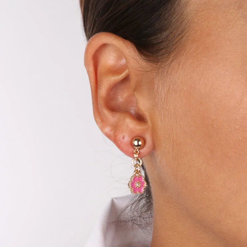 Metal MonoOrec with flower-shaped pendant embellished with colored enamels