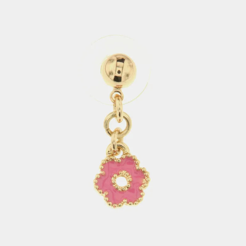 Metal MonoOrec with flower-shaped pendant embellished with colored enamels