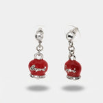 Orecchini in Metallo con campanella capri pendente in smalto rosso, impreziosita da cristalli