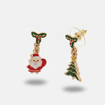 Orecchini in Metallo con babbo natale e albero