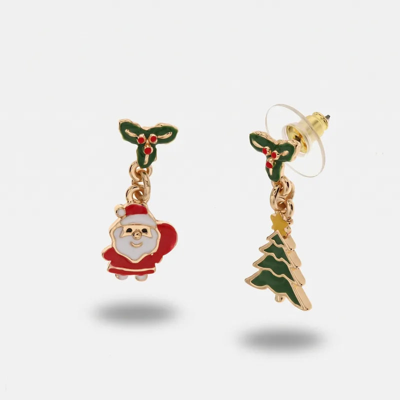 Orecchini in Metallo con babbo natale e albero