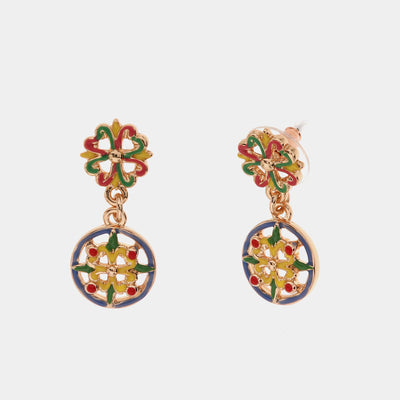 Orecchini in Metallo con maioliche di Caltagirone impreziosite da smalti colorati SICILY - gioiello BySimon