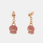 Orecchini in Metallo con campanella capri pendente in smalto rosa, impreziosita da cristalli - BYSIMON gioielli